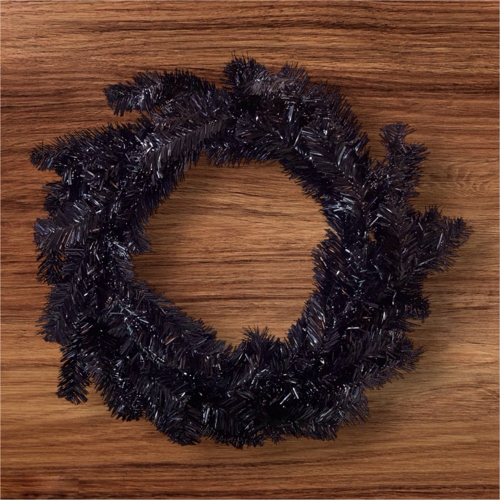 Halloween Black Tinsel Wreath Base 18”